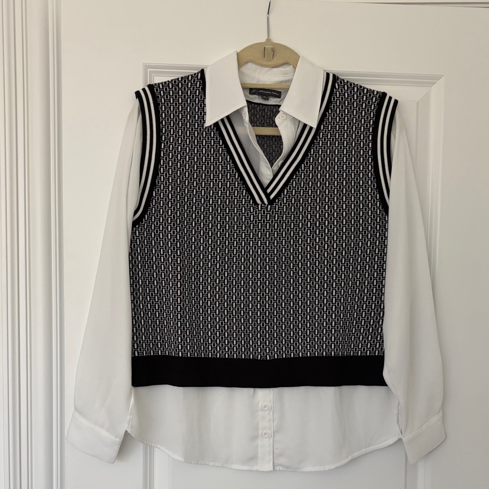 Adrianna Papell Black and White Knit Top